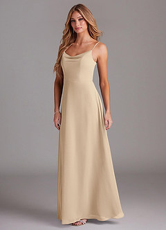 Azazie Daenerys Bridesmaid Dresses Champagne A-Line Cowl Chiffon Dress image4
