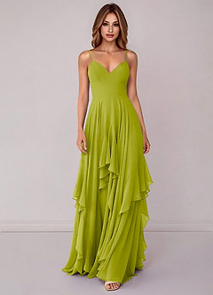 Azazie Zaina Brautjungfernkleider A-Linie Chiffon Kleid Zitronengras image4