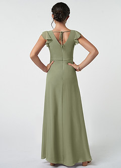 Azazie Claudine Junior Pistachio A-Line Pleated Chiffon Dress image2