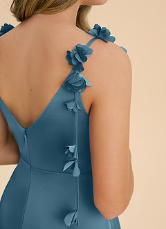 Azazie Gumdrop Junior Bermuda Empire Pleated Stretch Satin Dress image6