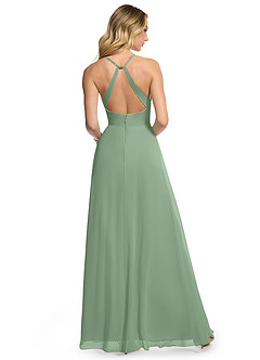 Azazie Davis Bridesmaid Dresses Matcha A-Line V-Neck Chiffon Dress image5