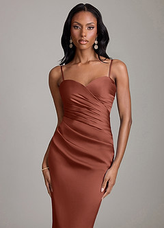 Azazie Sonora Suknie dla druhen Osłona Bez ramiączek Satyna elastyczna Do ziemi Sukienka image3