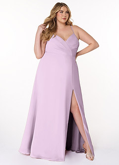 Azazie Everleigh Abiti da Damigella Abito A-Line in Chiffon con Scollo a Cuore a Pieghe Lilla Glassato image10