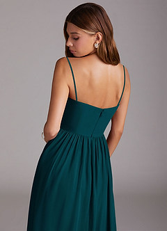 Azazie Calianna Bridesmaid Dresses Pine A-Line Off the Shoulder Chiffon Convertible Dress image8