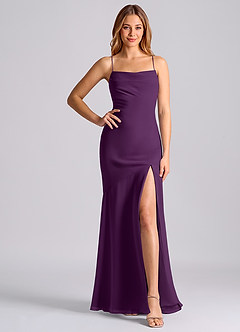 Azazie Grata 신부 들러리 드레스 인어 주름진 쉬폰 바닥 길이 드레스 image6