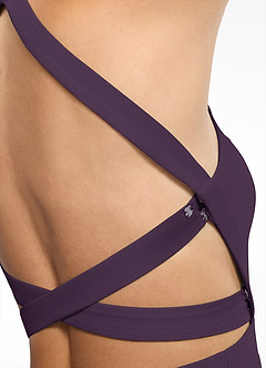 Azazie Clarice Bridesmaid Dresses Plum A-Line Halter Chiffon Dress image7