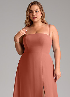 Azazie Wren Bridesmaid Dresses Clay A-Line Side Slit Chiffon Convertible Dress image10