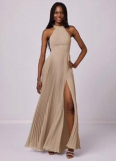 Barbie ♥ Azazie Bridesmaid Dresses Taupe A-Line Pleated Chiffon Dress image1