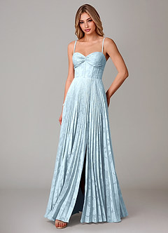 Azazie Akiko Bridesmaid Dresses Sky Blue A-Line Sweetheart Neckline Floral Burnout Dress image4