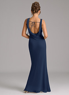 Azazie Rylina Brautjungfernkleider Meerjungfrau-Linie Plissee Chiffon Kleid Dunkelmarine image6