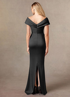 Azazie Ludlow Mother of the Bride Dresses Black Mermaid Pleated Stretch Satin Dress image4