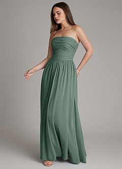 Azazie Andreina Bridesmaid Dresses Sea Moss A-Line Pleated Chiffon Dress image5