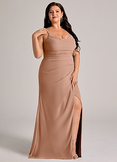 Azazie Deandra Bridesmaid Dresses Champagne Rose Mermaid Pleated Chiffon Dress image11