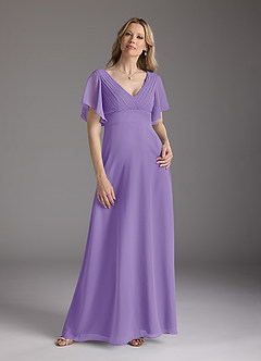 Azazie Alessa Abiti per la Madre della Sposa Abito A-Line in Chiffon con Scollo a V a Pieghe Tahiti image3