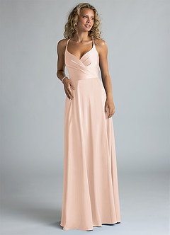 Azazie Davis Bridesmaid Dresses Blushing Pink A-Line Pleated Stretch Satin Dress image4