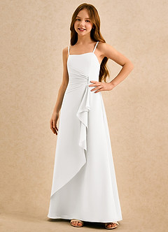 Azazie lolly Girls Formal Sukienki dla dziewczynek sypiących kwiaty Linia A Pofałdowany Szyfon Długość podłogi Sukienka image5