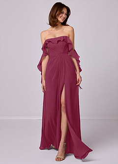 Barbie ♥ Azazie Bridesmaid Dresses Mulberry A-Line Off the Shoulder Chiffon Convertible Dress image1