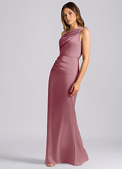 Azazie Akilah Bridesmaid Dresses Vintage Mauve Mermaid One Shoulder Stretch Satin Dress image5