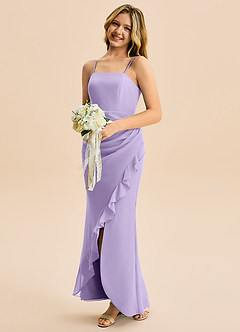 Azazie Buzzy Junior Robe Fourreau en Mousseline de soie Plissée Lilas image3