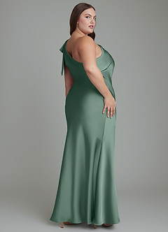 Azazie Yuanna Bridesmaid Dresses Eucalyptus Mermaid One Shoulder Stretch Satin Dress image9
