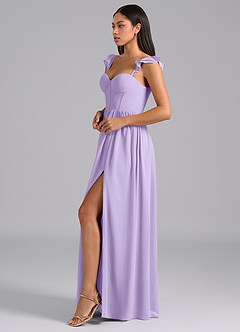 Azazie Denisse Bridesmaid Dresses Lilac A-Line Ruched Chiffon Dress image3