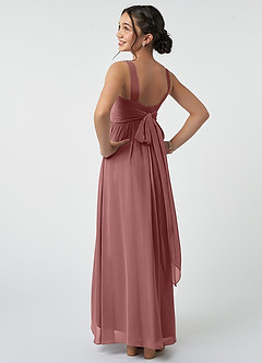 Azazie Kora Junior Desert Rose A-Line Pleated Chiffon Dress image4