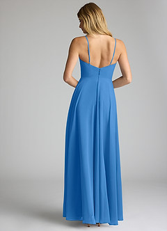Azazie Akita Robes de demoiselle d'honneur Robe Trapèze en Mousseline de soie Geai Bleu image4