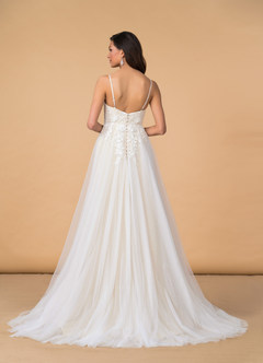 Azazie Nikita Wedding Dresses A-Line Sequins Tulle Chapel Train Dress image3