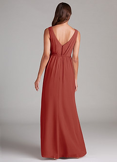 Azazie Tanicia Bridesmaid Dresses Terracotta A-Line Pleated Chiffon Dress image7