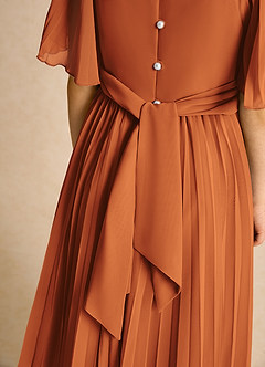 Azazie Gisele Flower Girl Dresses Cinnamon A-Line Pleated Chiffon Dress image7
