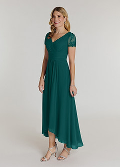 Azazie Thais Mother of the Bride Dresses Peacock A-Line Lace Chiffon Dress image3
