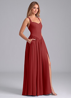 Azazie Francis Bridesmaid Dresses Rust A-Line Corset Chiffon Dress image6