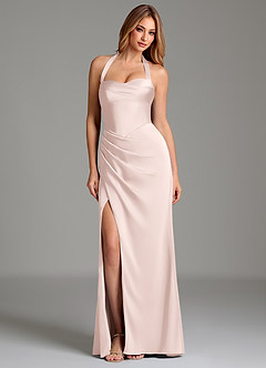 Azazie Serenity Bridesmaid Dresses Blushing Pink Mermaid Sweetheart Neckline Stretch Satin Dress image3