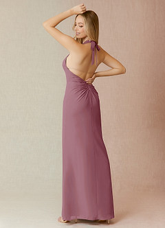 Azazie Yessi Final Sale Vintage Mauve Sheath Pleated Chiffon Dress image2