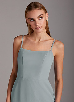 Azazie Tayla Bridesmaid Dresses Dolphin Grey Sheath Square Neckline Chiffon Dress image5