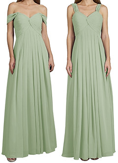 Azazie Kaitlynn Bridesmaid Dresses Dusty Sage Empire Ruched Chiffon Convertible Dress image8