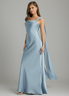 Azazie Kelsey Kleider zum Anprobieren zu Hause Meerjungfrau-Linie Stretch-Satin Kleid Staubblau image4