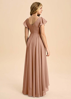 Azazie Caria Junior Champagne Rose A-Line Pleated Chiffon Dress image2