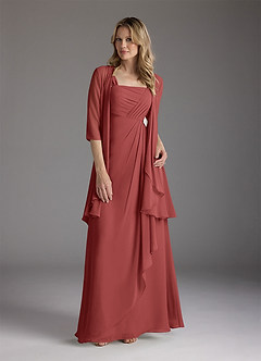 Azazie Weisz Final Sale Agave A-Line Square Neckline Pleated Chiffon Dress image3