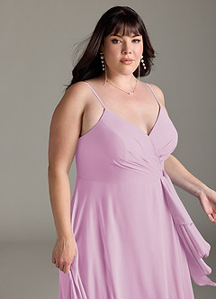 Azazie Akita Abiti da Damigella Abito A-Line in Chiffon Rosa Confetto image10