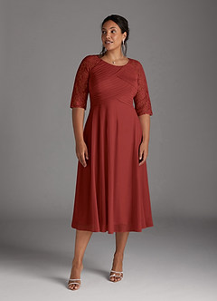 Azazie Gracelyn Mother of the Bride Dresses Rust A-Line Lace Dress image10
