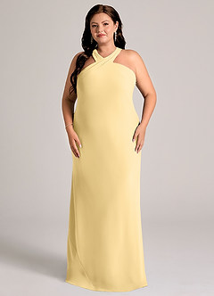 Azazie Doretta Bridesmaid Dresses Butter Mermaid Pleated Chiffon Dress image6
