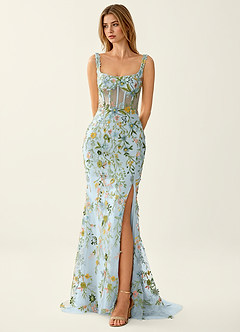 Posey Himmelblau Meerjungfrauen-Abendkleid aus Spitze image4