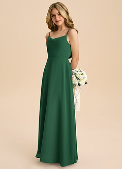 Azazie Shale Junior Robe Trapèze en Mousseline de soie Arc Vert Foncé image6