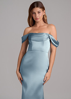 Azazie Miley Kleider zum Anprobieren zu Hause Wandelbar Meerjungfrau-Linie Schulterfrei Stretch-Satin Kleid Staubblau image2