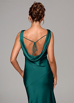 Azazie Rylina Vestidos de damas de honor Vestido de Pavo Real de Satén Elástico de Corte Sirena image2
