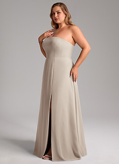 Azazie Wren Vestidos de madrinha de casamento Vestido Geada de Chiffon de Linha A com Fenda Lateral image13
