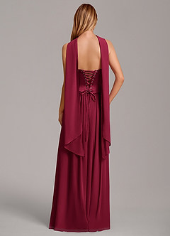 Azazie Cadence Vestidos de damas de honor Vestido de Borgoña de Satén Elástico de Corte en A Convertible con Corsé image4