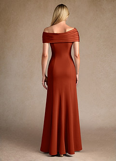 Azazie Pierce Mother of the Bride Dresses Rust Mermaid Pleated Stretch Crepe Dress image3