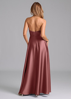 Azazie Tessie Bridesmaid Dresses Amethyst A-Line Pleated Stretch Satin Dress image2